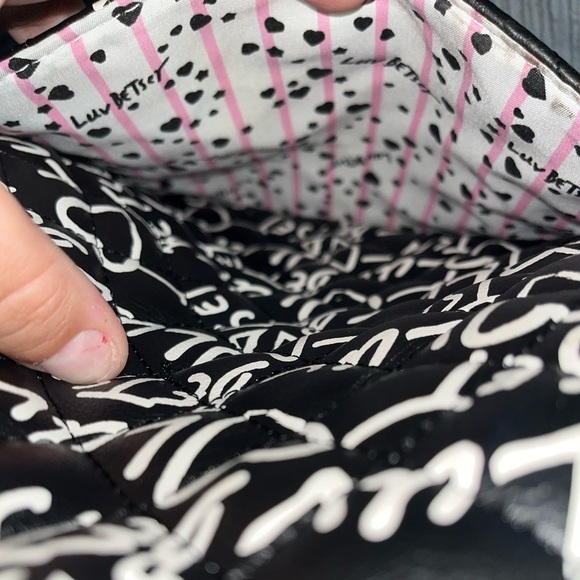 Luv Betsey Johnson Black and White Logo Print Weekender Duffle Bag Luggage - Picture 14 of 15